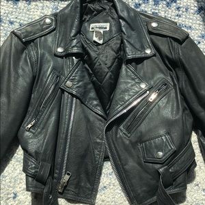 Vintage cropped black leather jacket Size S